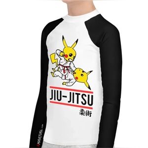 Pokemon Kids Jiu-Jitsu Rash Guard - Black and White Size 10
